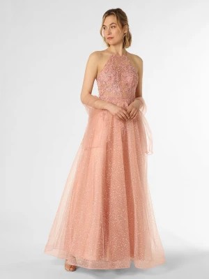 Zdjęcie produktu Unique Damska sukienka wieczorowa z etolą Kobiety Sztuczne włókno różowy wzorzysty,