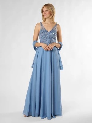 Zdjęcie produktu Unique Damska sukienka wieczorowa ze stułą Kobiety Sztuczne włókno niebieski jednolity,