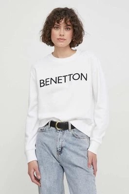 Zdjęcie produktu United Colors of Benetton bluza bawełniana damska kolor biały z aplikacją