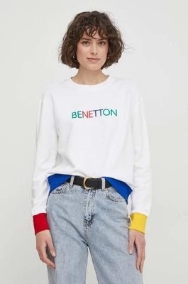 Zdjęcie produktu United Colors of Benetton bluza bawełniana damska kolor biały z aplikacją