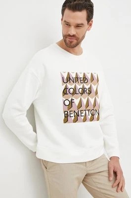 Zdjęcie produktu United Colors of Benetton bluza bawełniana damska kolor biały z nadrukiem