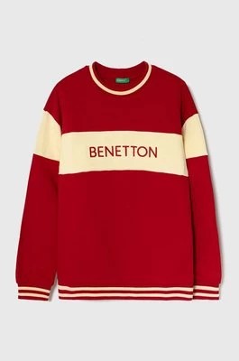 Zdjęcie produktu United Colors of Benetton bluza bawełniana dziecięca kolor czerwony wzorzysta