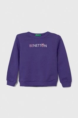 Zdjęcie produktu United Colors of Benetton bluza bawełniana dziecięca kolor fioletowy z nadrukiem