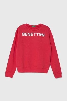 Zdjęcie produktu United Colors of Benetton bluza bawełniana dziecięca kolor różowy z nadrukiem