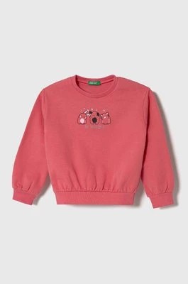 Zdjęcie produktu United Colors of Benetton bluza dziecięca kolor różowy z nadrukiem