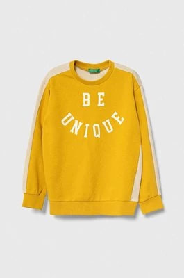 Zdjęcie produktu United Colors of Benetton bluza dziecięca kolor żółty z nadrukiem