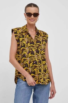 Zdjęcie produktu United Colors of Benetton bluzka bawełniana damska kolor żółty wzorzysta