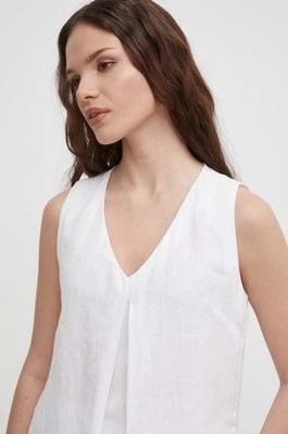 Zdjęcie produktu United Colors of Benetton bluzka lniana kolor biały gładka