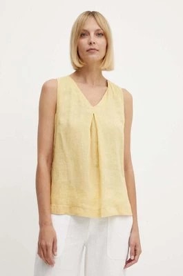 Zdjęcie produktu United Colors of Benetton bluzka lniana kolor żółty gładka