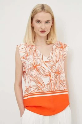 Zdjęcie produktu United Colors of Benetton bluzka z domieszką lnu kolor pomarańczowy wzorzysta