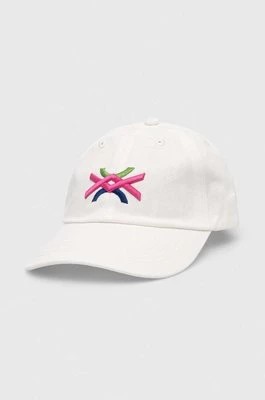 Zdjęcie produktu United Colors of Benetton czapka z daszkiem bawełniana dziecięca kolor biały z aplikacją