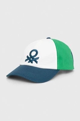 Zdjęcie produktu United Colors of Benetton czapka z daszkiem bawełniana dziecięca kolor niebieski wzorzysta