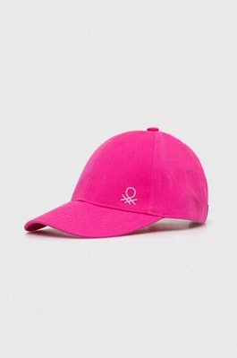 Zdjęcie produktu United Colors of Benetton czapka z daszkiem bawełniana dziecięca kolor różowy gładka