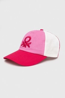 Zdjęcie produktu United Colors of Benetton czapka z daszkiem bawełniana dziecięca kolor różowy wzorzysta