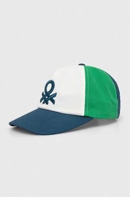 Zdjęcie produktu United Colors of Benetton czapka z daszkiem bawełniana kolor niebieski wzorzysta
