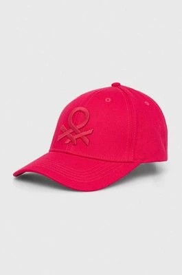 Zdjęcie produktu United Colors of Benetton czapka z daszkiem bawełniana kolor różowy z aplikacją