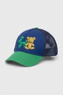 Zdjęcie produktu United Colors of Benetton czapka z daszkiem dziecięca kolor niebieski z nadrukiem