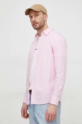 Zdjęcie produktu United Colors of Benetton koszula bawełniana męska kolor różowy regular z kołnierzykiem klasycznym