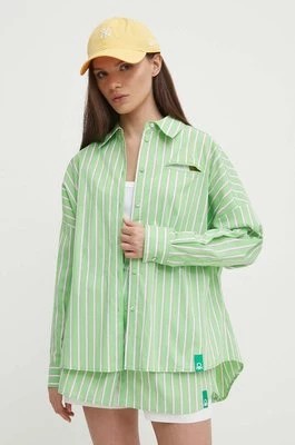 Zdjęcie produktu United Colors of Benetton koszula damska kolor zielony relaxed z kołnierzykiem klasycznym