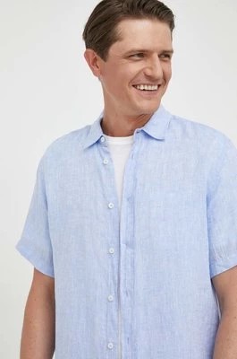 Zdjęcie produktu United Colors of Benetton koszula lniana kolor niebieski regular