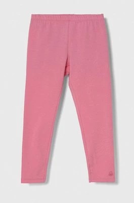 Zdjęcie produktu United Colors of Benetton legginsy dziecięce kolor różowy gładkie