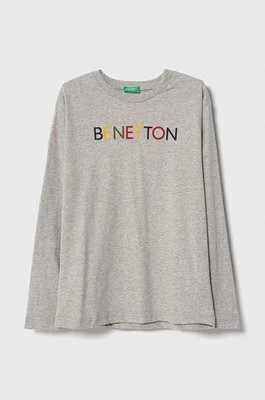 Zdjęcie produktu United Colors of Benetton longsleeve bawełniany dziecięcy kolor szary z nadrukiem