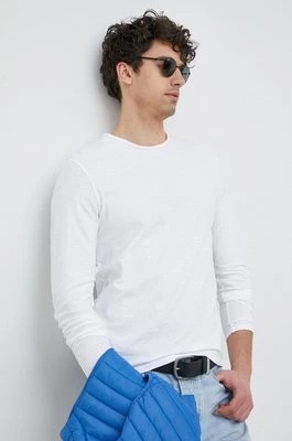 Zdjęcie produktu United Colors of Benetton longsleeve bawełniany kolor biały gładki