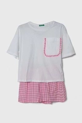 Zdjęcie produktu United Colors of Benetton piżama bawełniana dziecięca kolor biały wzorzysta