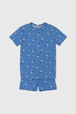 Zdjęcie produktu United Colors of Benetton piżama bawełniana dziecięca kolor niebieski wzorzysta