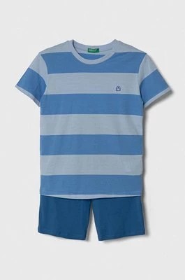Zdjęcie produktu United Colors of Benetton piżama bawełniana dziecięca kolor niebieski wzorzysta