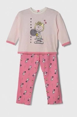 Zdjęcie produktu United Colors of Benetton piżama bawełniana dziecięca x Snoopy kolor różowy wzorzysta