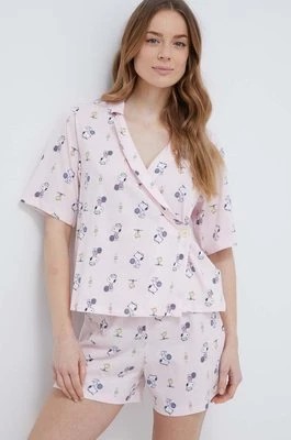 Zdjęcie produktu United Colors of Benetton piżama bawełniana x Peanuts kolor różowy bawełniana