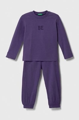 Zdjęcie produktu United Colors of Benetton piżama dziecięca kolor fioletowy z nadrukiem