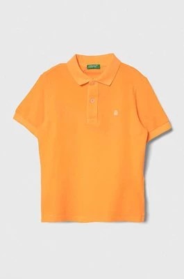 Zdjęcie produktu United Colors of Benetton polo bawełniane dziecięce kolor pomarańczowy gładki