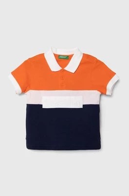 Zdjęcie produktu United Colors of Benetton polo bawełniane dziecięce kolor pomarańczowy wzorzysty