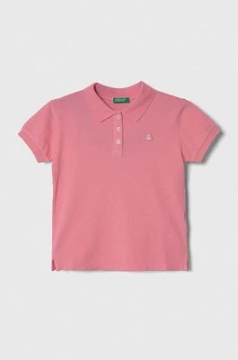 Zdjęcie produktu United Colors of Benetton polo dziecięce kolor różowy z kołnierzykiem