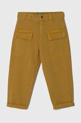 Zdjęcie produktu United Colors of Benetton spodnie bawełniane dziecięce kolor żółty gładkie