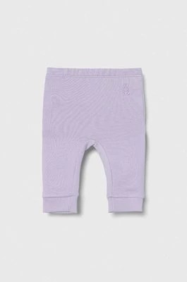 Zdjęcie produktu United Colors of Benetton spodnie bawełniane niemowlęce kolor fioletowy gładkie