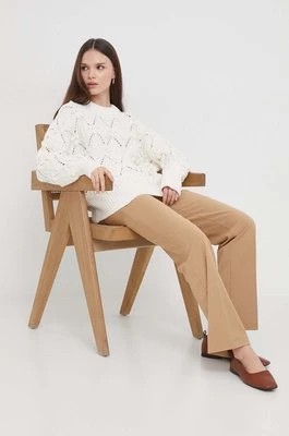 Zdjęcie produktu United Colors of Benetton spodnie damskie kolor beżowy proste high waist