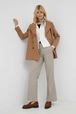Zdjęcie produktu United Colors of Benetton spodnie damskie kolor beżowy szerokie high waist