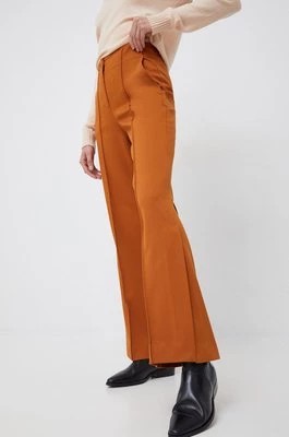 Zdjęcie produktu United Colors of Benetton spodnie damskie kolor brązowy dzwony high waist