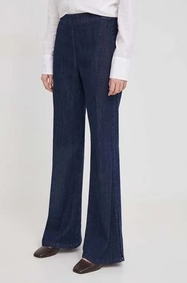 Zdjęcie produktu United Colors of Benetton spodnie damskie kolor granatowy dzwony high waist