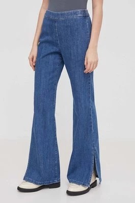 Zdjęcie produktu United Colors of Benetton spodnie damskie kolor niebieski dzwony high waist