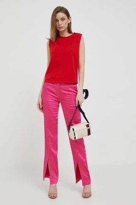 Zdjęcie produktu United Colors of Benetton spodnie damskie kolor różowy proste high waist