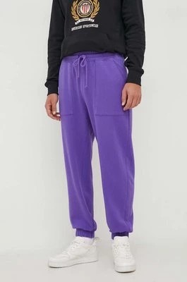 Zdjęcie produktu United Colors of Benetton spodnie dresowe bawełniane kolor fioletowy gładkie