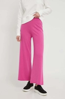 Zdjęcie produktu United Colors of Benetton spodnie dresowe z domieszką wełny kolor różowy gładkie