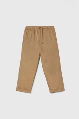 Zdjęcie produktu United Colors of Benetton spodnie lniane dziecięce kolor brązowy gładkie