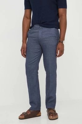 Zdjęcie produktu United Colors of Benetton spodnie lniane kolor niebieski proste