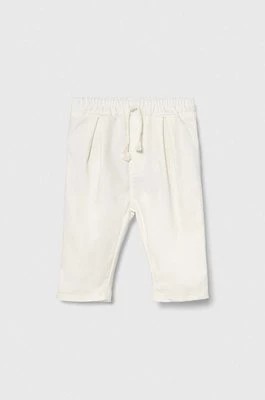 Zdjęcie produktu United Colors of Benetton spodnie niemowlęce kolor biały gładkie