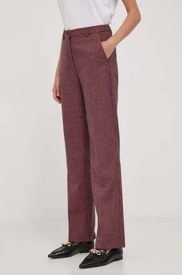 Zdjęcie produktu United Colors of Benetton spodnie z domieszką wełny kolor różowy proste high waist